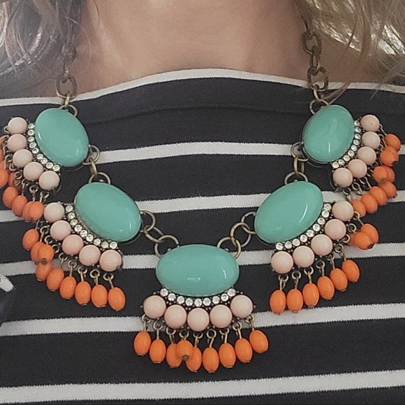 Free With Any Purchase! Faux Turquoise and Rhinestone Dangle Necklace - Picture 1 of 7